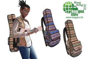 อูคูเลเล่ลายโบฮีเมียนสไตล์โบฮีเมียนผ้าถักกระเป๋ากีตาร์วินเทจป้องกันอย่างหนาจัดเก็บเข็มขัดพยุงหลังและทุ่มเท