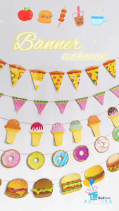 Bunting Flag Donat / Banner Makanan / Banner Food / Banner Donnut