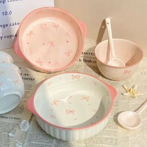 Cute Aesthetic Double Handle Bowl Large Capacity