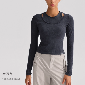 High-Waist Long-Sleeve Yoga Fitness Running T-Shirt Womens Body-Tightened One-Piece Weave Particle Fever TP030 Casual Sportswear