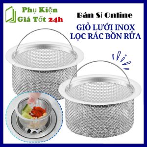 Giỏ Lưới Lọc Rác Inox - Dụng Cụ Lọc Rác Bồn Rửa Chén Inox Thông Minh Có Quai Xách Dễ Dàng Lấy Ra Chống Tắc Nghẽn Cống/ Lưới Chặn Rác Rổ Lọc Rác Không Gỉ Cho Bồn Rửa Nhà Tắm Tiện Lợi
