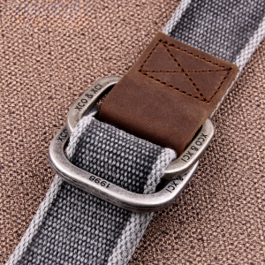 Tactical Bird S7 Mens Double Ring Buckle Belt Casual Woven Jeans Pure Cotton Canvas Pants Belt Fashionable Alloy Buckle