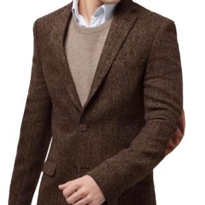 Mens Blazer Herringbone Single Breasted Casual Elegant Man Suit Jackets Coat Mens Stage Clothing Mem Clothes Tops for Winter