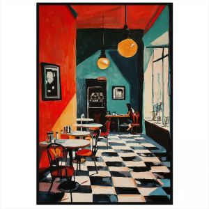 Tranh decor quán cafe. Tranh treo tường dán tường sơn dầu canvas trang trí. CGI-2079