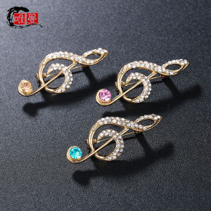 Musical Note Brooch Rhinestone Pearl Female Easiest for Match Fashion Fixing Pin Metal Small Mens Suit Outwear Exquisite Accessories