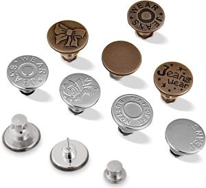 Button Pin for Jeans Perfect Fit Adjustable Replacement Jean Button No Sew No Tool Instant Detachable Metal Button to Extend or Reduce Any Pants Waist Removable & Reusable Simple Installation