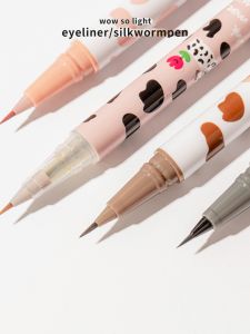 FLORTTE Cow Color Liquid Eyeliner 04 Crouching Silkworm Pen down to Outline Eyeliner Not Smudge Long Lasting Waterproof