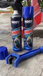 KOBY Chai xịt dưỡng sên rửa sên KOBY mẫu mới chính hãng Combo dưỡng sên Chain Lube và Rửa sên Chain Cleaner - Motorcycle Chain Maintenance Rust Prevention 24h Protection Tặng kèm Bàn chải vệ sinh sên 3D