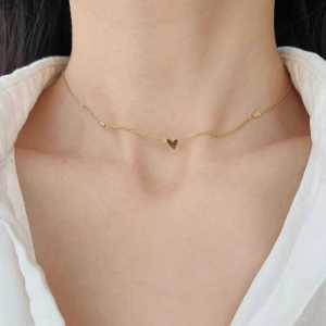 Mini Dễ Thương Vòng Cổ Chính Xác Trái Tim Thép Titan Vàng 18k Không Phai Màu Tươi Ra Thời Trang Xương Khóa Dây Chuyền Chéo Dây Chuyền Trang Sức Nữ