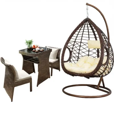 Nordic Style Outdoor Balcony Small Table And Chair Set Tea Table And Chair Combination Outdoor Courtyard Home Leisure Area Arrangement Storage Wicker Chair Three Piece Set