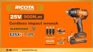 RICOTA บล็อกกระแทกแบตเตอรี่ไร้สาย 25V 900 Nm มีระบบ Ai ปรับความเร็ว 3 ระดับ รุ่น RLEWH25900 RLEWH259001