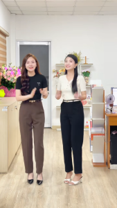 [MUA 2 GIẢM 25K] Quần tây nữ đính khuy nút vàng thời trang GUMAC LQE0819