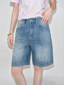 Fano | Quần Short Jean Đính Hột Đá Thêu Hình Dạng Khác Nhau Nhiều Kiểu