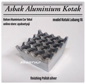 Asbak Aluminium Lubang 16 Kotak Asbak hotel antik asbak Kotak unik Ashtray Holes 16 asbak meja kantor kafe rumah makan dekorasi asbak souvenir wiasata