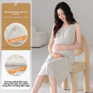 Đồ ngủ bà bầu nữ MiiOW Catwoman vải cotton váy ngủ mỏng có đệm ngực - mùa hè