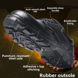 Big Head Shoes Mens Shoes Labor Protection Shoes Mens Non Slip Waterproof Steel Toe Cap Safety Shoes Anti-Smashing Insulated Shoes Large Size Shoes Work Shoes