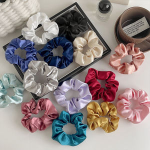 Satin Scrunchies Solid Color Elastic Thick Hair Bands Ponytail Holder Rubber Bands Women Girls Scrunchie Hair Accessories