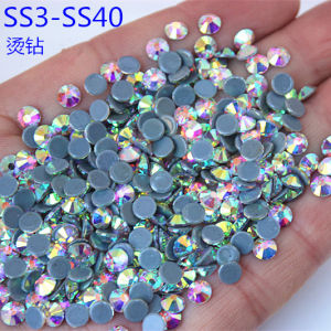 Round Flat Bottom Heat Fixed Rhinestones Glass Simulated Austrian AB Color DIY Dance Costume Shoe Decoration Adhesive Crystals