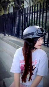 Combo mũ bảo hiểm nửa đầu phượt kèm kính phi công vintage classic nón bảo hiểm phượt nửa đầu có kính