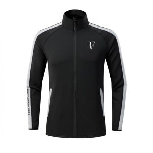 Federer Tennis Outfit 2024 Autumn Winter Mens Knitted Zipper Stand Collar Sweater Womens Sports Fitness Fans Supplies