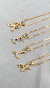 Y877【COD】Kalung Titanium Wanita Lapis Emas Huruf A Sampai Z Wanita Fashion Perhiasan Anti Luntur