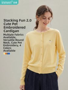 INMAN | Pet Embroidery Round Neck Long Sleeve Simple Style Sweater