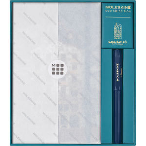 Moleskine Casa Batllo Collectors Box - Large Ruled Notebook Fabric Hard Cover and Kaweco Ballpen