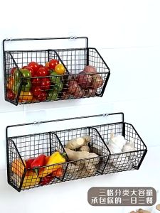 【COD】Kitchen Storage Basket Rack Wall Mounted Seasoning Rack Hanging Vegetable Garlic Storage