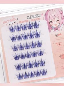 Natural Long Purple Fake Eyelashes Colorful Teenager Dopaamine Segmented Easy to Use Artificial Fiber Eyelashes for Beauty Tools