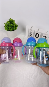 Coral Babies 4oz Silicone Straw Training Cup With Easy Grip Handles Spill & Leak-Proof