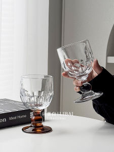 Luxurious Mid-Aged Bead Cup Wine Glasses High Footed Champagne Glasses Red Wine Glasses Glass Material Home Use Villa Theme