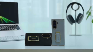 OATSBASF Genuine Leather Full Phone Case for Samsung Galaxy Z Fold 7 with 360° Rotate Kickstand Wristband