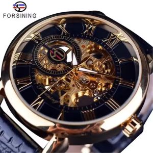FORSINING 99A Antique Mens Manual Mechanical Watch Fashionable Luminous Hollow Leather Strap Luxurious and Elegant Mens Clock