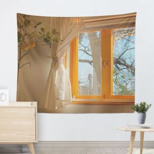 VIKAMA Forest Lake Lawn Phong Cảnh Tấm Thảm Treo Tường Thẩm Mỹ Trang Trí Nhà Cho Phòng Ngủ Phòng Khách Ký Túc Xá Polyester Không Dệt