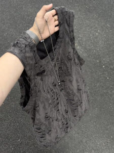 Design Aesthetic Unusual Ripped T-shirt Sleeveless