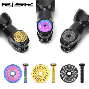 Risk | Risk Bicycle Stem Cap Kit Titanium Alloy Bike Headset Top Cover Semi-hollowed M6*30 Bolt for 28.6mm Front Fork Cycling Parts