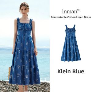 INMAN | Clematis Blue Floral French Style Strap Dress