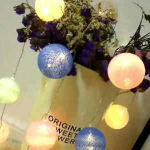 4CM 10LED/20LED Cotton Ball Lights String Wedding Party Garland Fairy Light Christmas Holiday Home Bedroom Decoration Battery