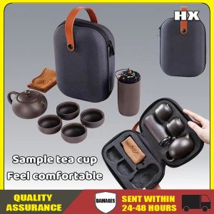 6PCS Portable Travel Tea Set With Handbag Ceramic Tea Pot and Cup Set China Ceramic Teapot Set