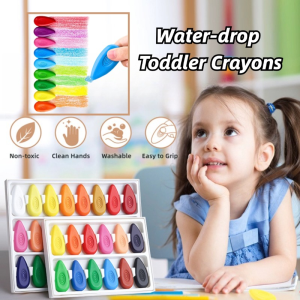 12/24/36 Color Non-toxic Crayons Safe Washable Raindrop Crayons Drawing School Supplies Stationery Gift Set for Kids