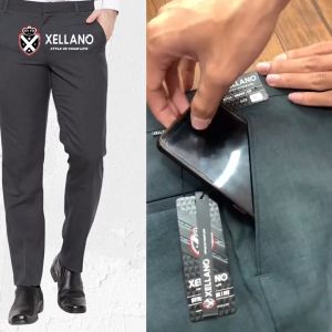 Celana Formal Kerja Pria Model Slimfit Bahan Kain Atlas Abu 28-36 - Kain Halus & Nyaman - Jahitan Super Full Paping - 4 Pocket/Saku
