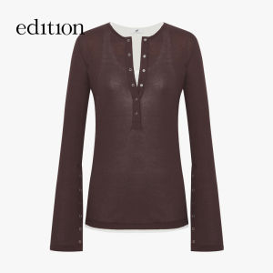 Edition2025 Spring New French Knitted Vest Two-Piece Set E+ Light Living Series Straight Tube Cotton Knitted Long Sleeve T-Shirt