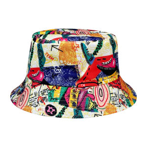Street Graffiti Fisherman Hat Reversible Sun Hat Foldable Stylish Bucket Hat Retro Punk Hip-Hop Style All-Season Bucket Hat Suitable for Outdoor Beach Travel and Party Adventures
