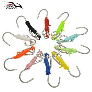 KEEP DIVING | 1Pcs 316 Stainless Steel Single Hook With Luminous Rope Underwater Scuba Diving for Cave Diving BCD Accessories 60MMSpring Hook
