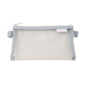 1PC Simple Transparent Mesh Zipper Pencil Case Office Desktop Storage Stationery Bag Exam Student Back-to-School Supplies