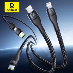 Baseus 100W Cáp USB 3 Trong 2 USB C Cáp cho iPhone17 16 15 Pro Max Loại C Cho Xiaomi Huawei Cáp sạc nhanh Cho MacBook