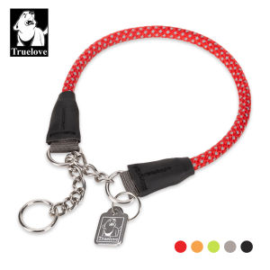TRUELOVE Training Dog Slip Collar Adjustable Pet Choke Collar Stainless Steel Chain Reflective Sturdy Nylon Easy Control for Small Medium Large Dog
