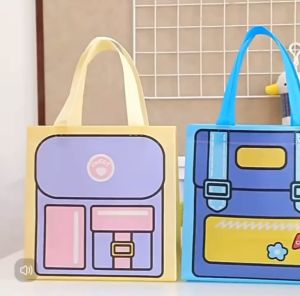 OHHDEER Cute School Bag Non-woven Stationery Toy Gift Packing Bags Cute Shopping Tote for Kids Birthday Party Decoration