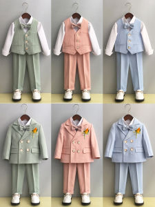 Boys British Style Suit Set Fashionable Autumn Wear Cotton Blend Fabric Double Breasted Coat Kids Formal Wear Page Boy Dress