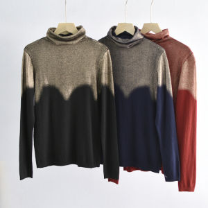 เสื้อสเวตเตอร์ถักผ้าขนสัตว์ขนแกะ คอกลม แขนยาว ทรงเข้ารูป ทรงสลับสี แฟชั่นฤดูใบไม้ร่วง/ฤดูหนาว เสื้อชั้นใน ผ้าฝ้ายเนื้อนุ่ม เสื้อชั้นใน